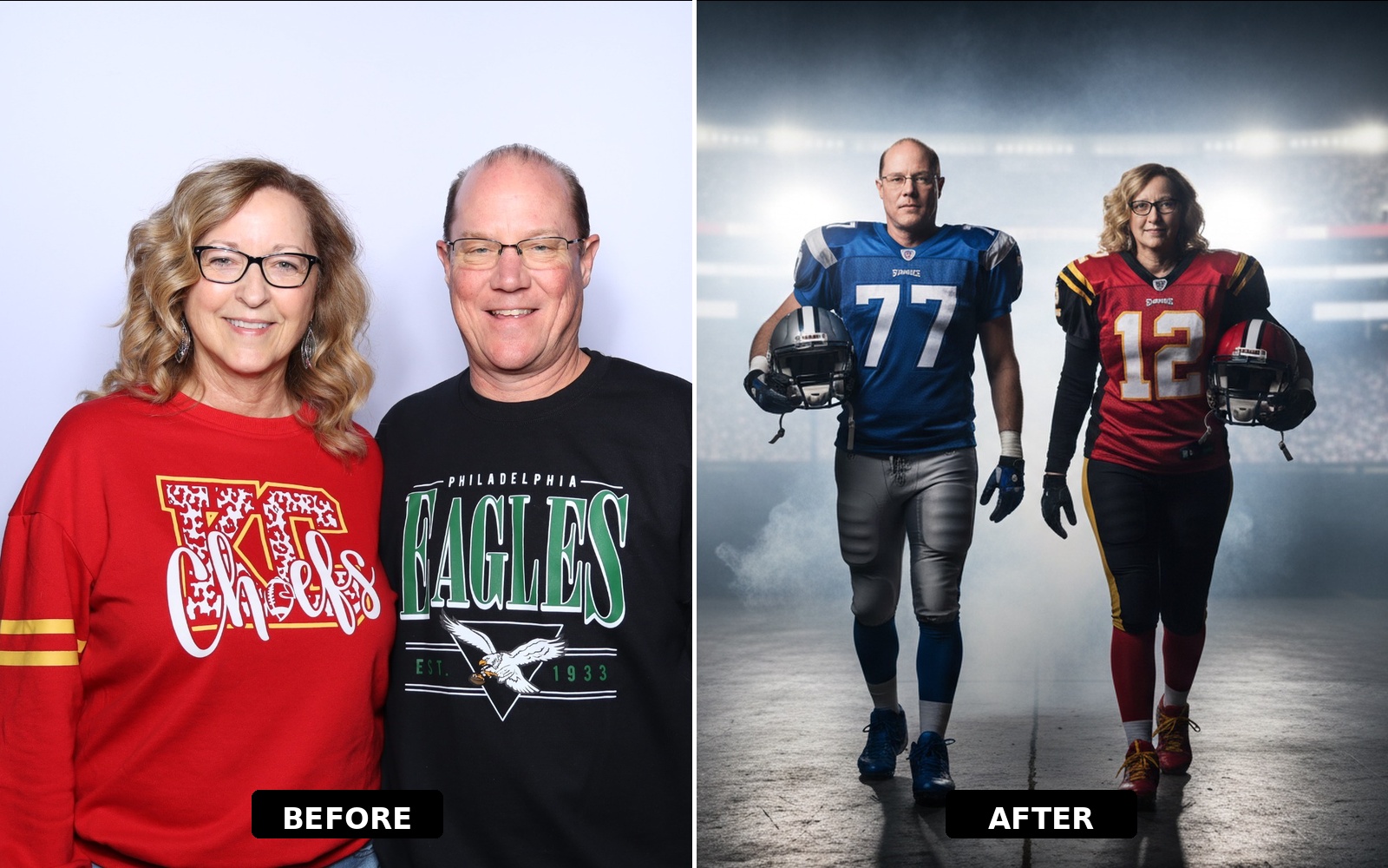 Before and after: football player portrait