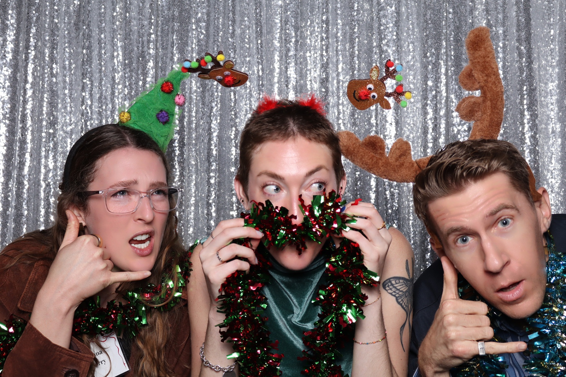 Holiday tinsel wall