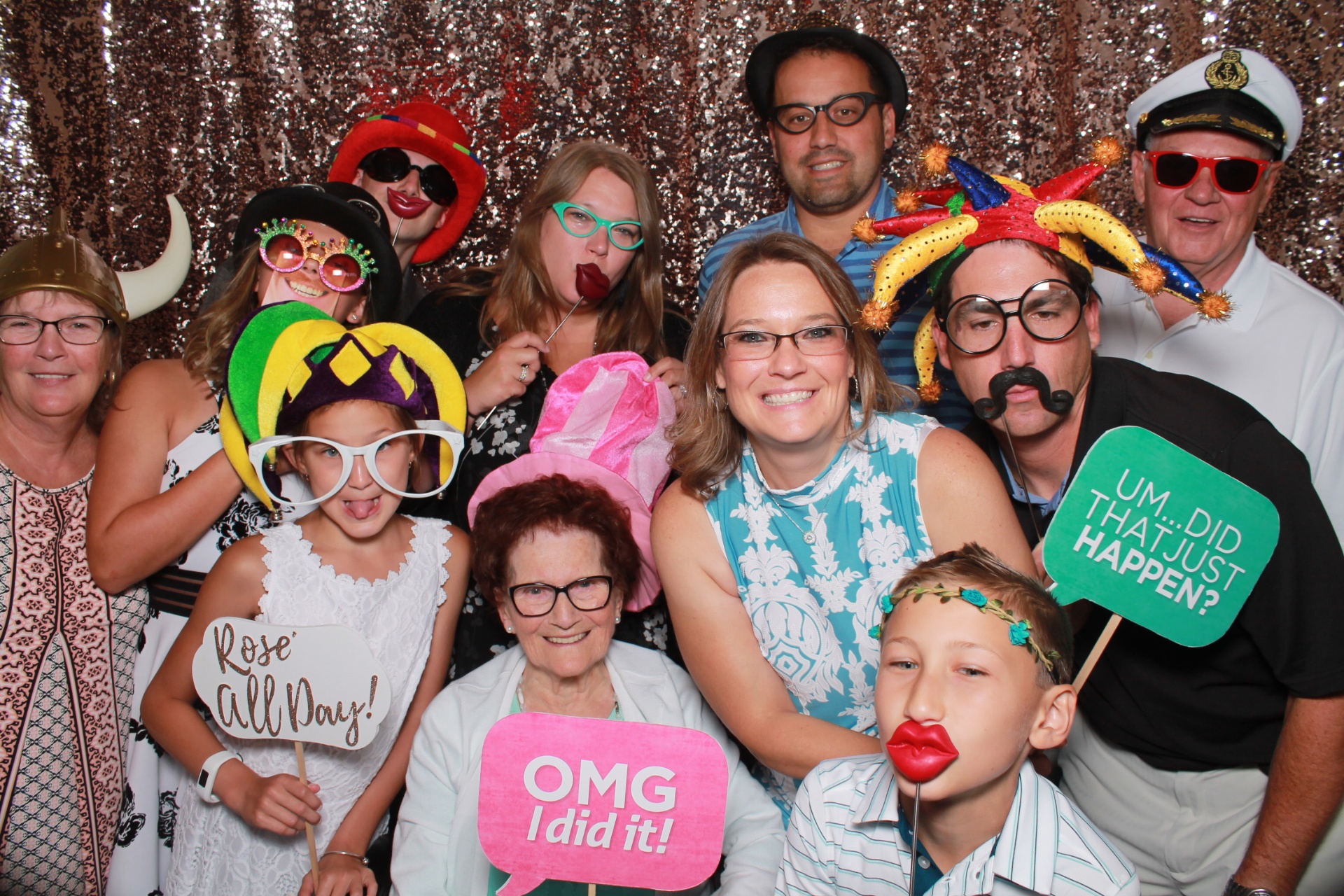 Family group with props at a celebration