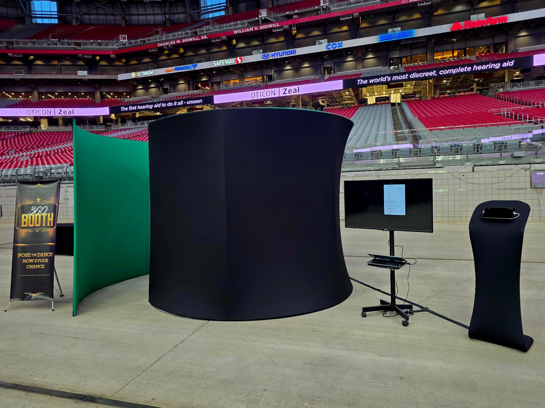 360 booth setup at State Farm Stadium