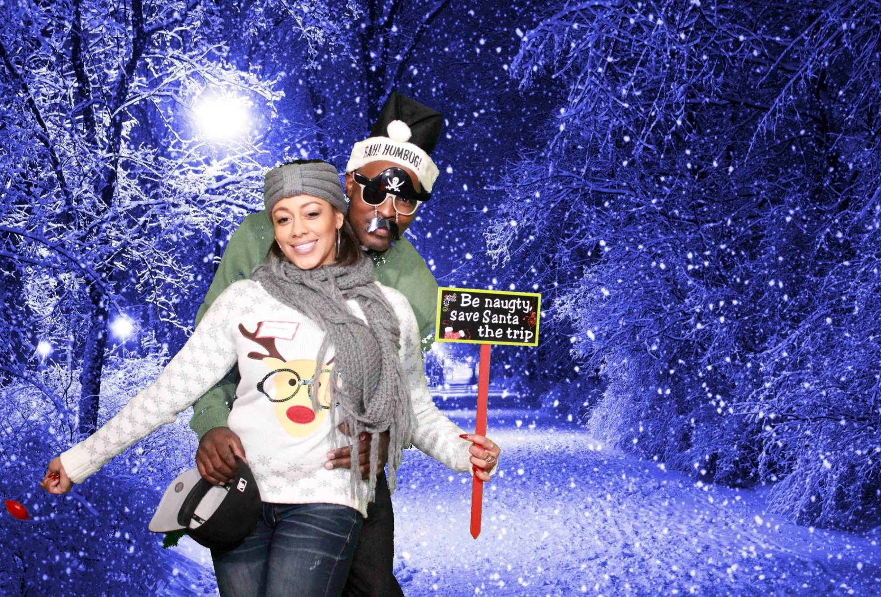Green Screen Background Removal with a snowy winter wonderland backdrop