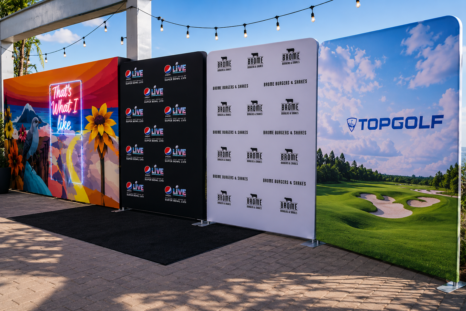 Custom branded backdrops and scenic environments