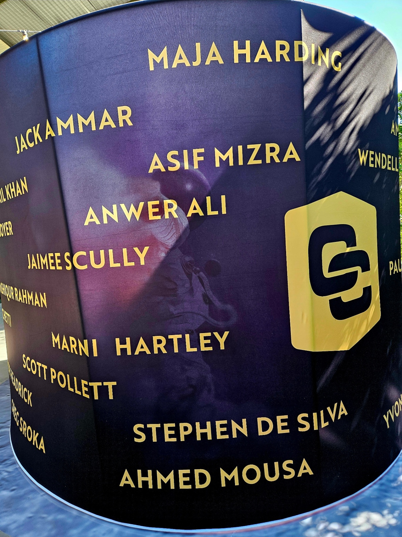 Custom branded 360 booth with guest names