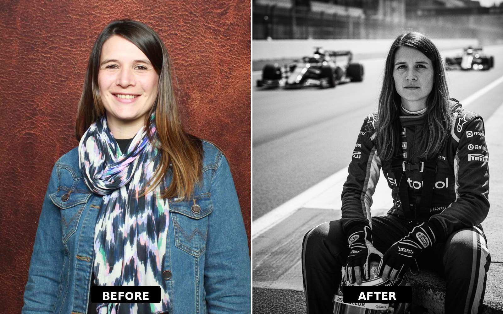 Before and after: F1 racer portrait