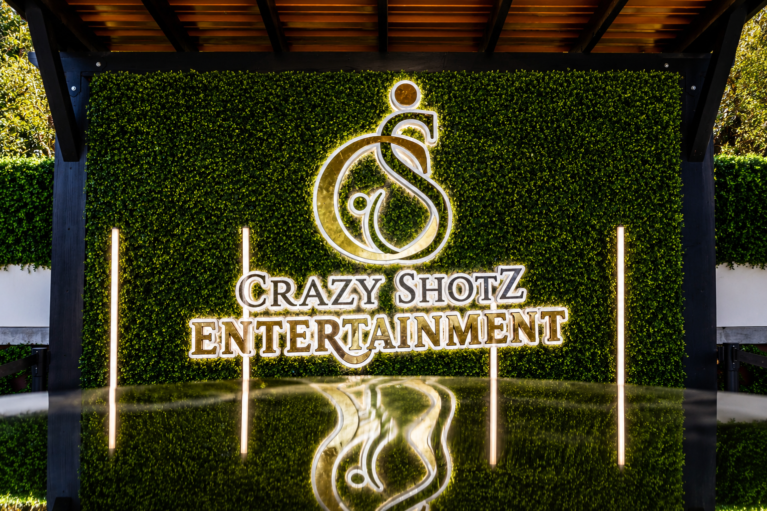 Crazy Shotz Entertainment branded green wall activation