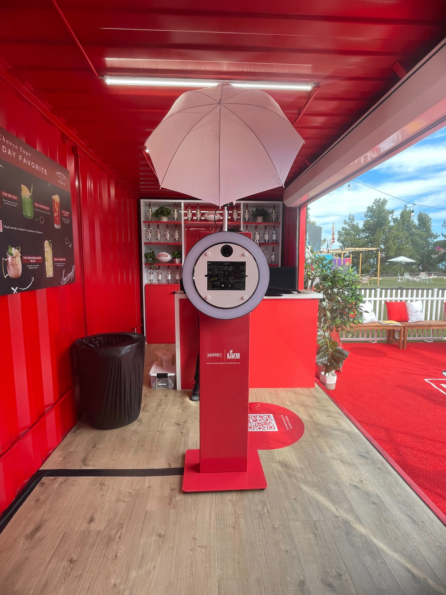 Smirnoff branded photo booth activation in red lounge