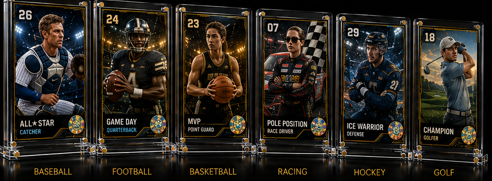 AI trading cards showcasing premium collectible sports cards