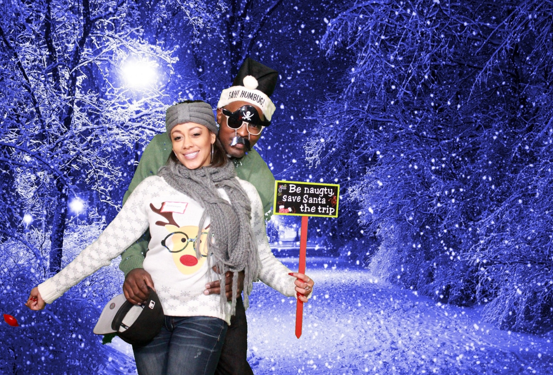 Green Screen Background Removal with a snowy winter wonderland backdrop