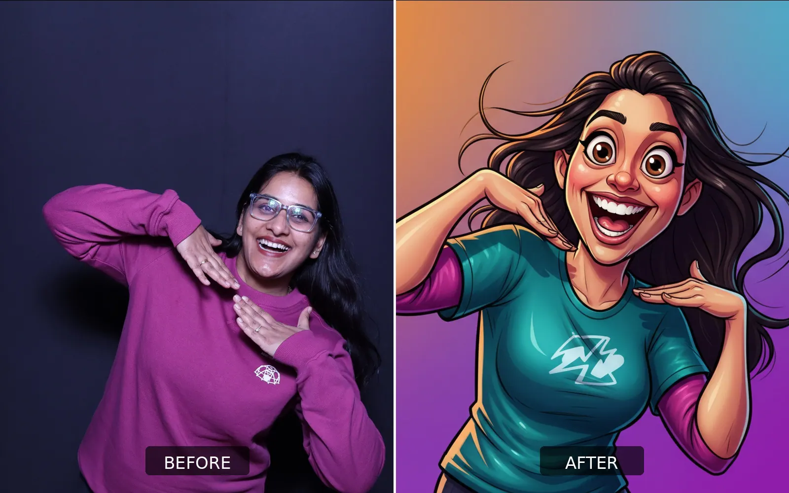 Before and after: caricature illustration